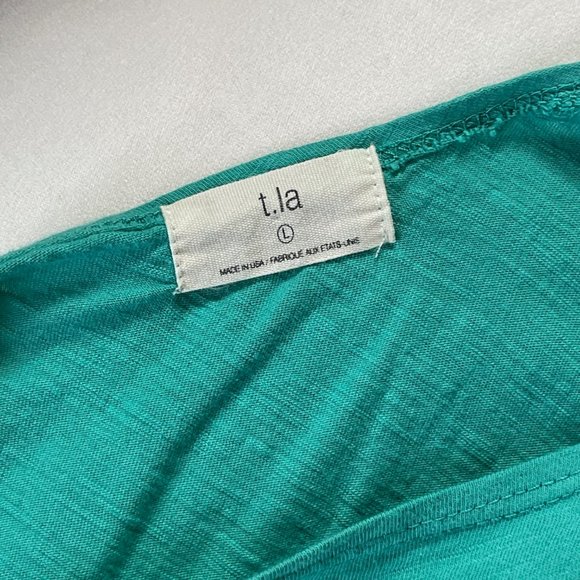 Anthropologie t.la Aqua Cotton Back Cutout Twisted Back Ruffled Sleeve - Picture 5 of 5